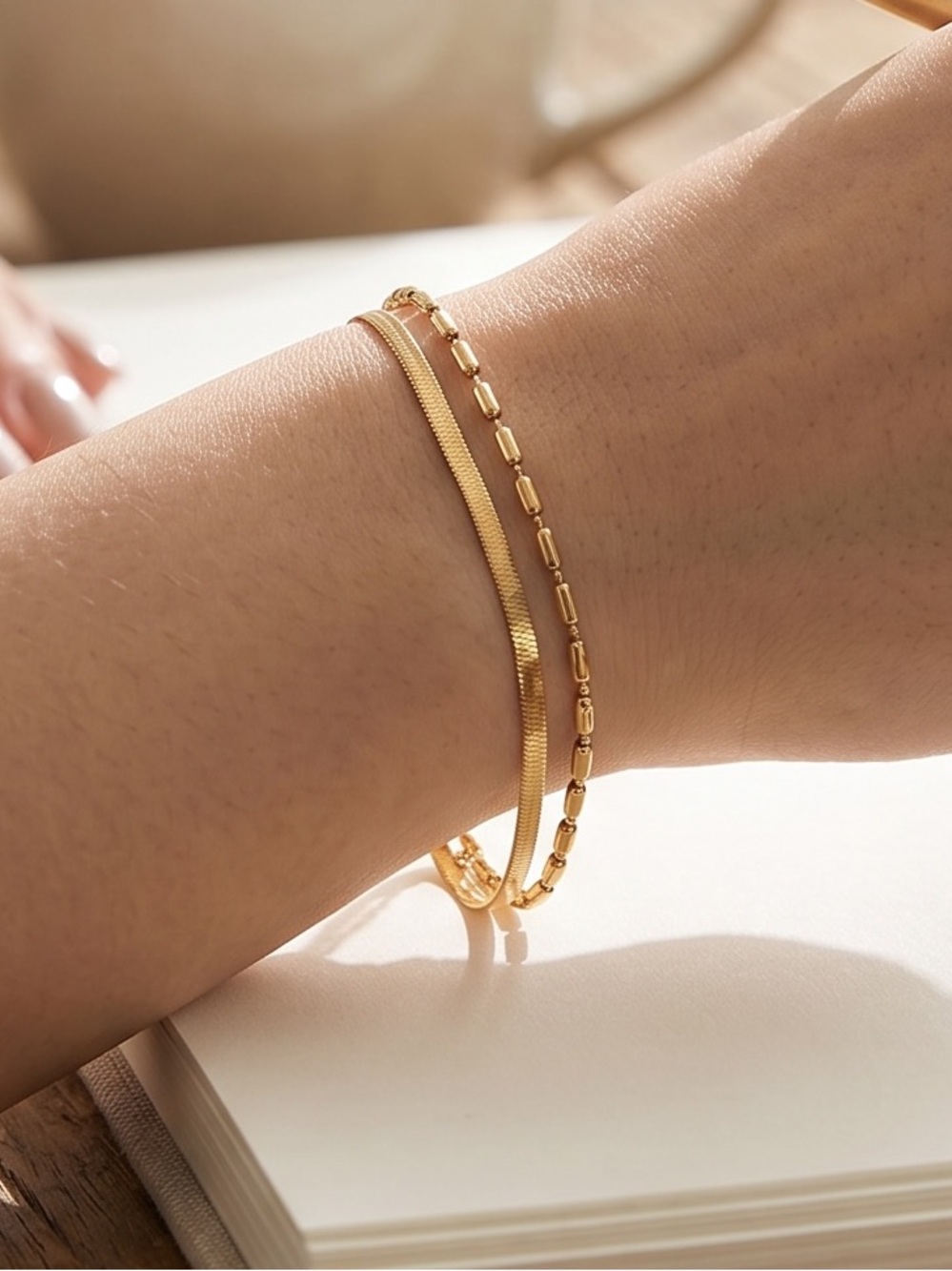 Elegant Gold Double-Stack Bracelet Set